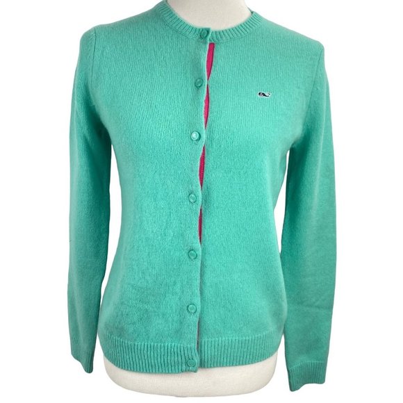 Vineyard Vines Womens Cardigan Sweater Size Small Lambswool Soft Warm Teal Mint - Picture 12 of 12